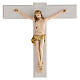 Crucifix blanc verni bois frêne pagne doré 27 cm s2