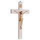 Crucifix blanc verni bois frêne pagne doré 27 cm s3