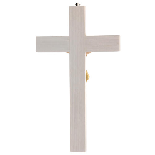 Crucifixo branco envernizado madeira freixo pano dourado 27 cm 4