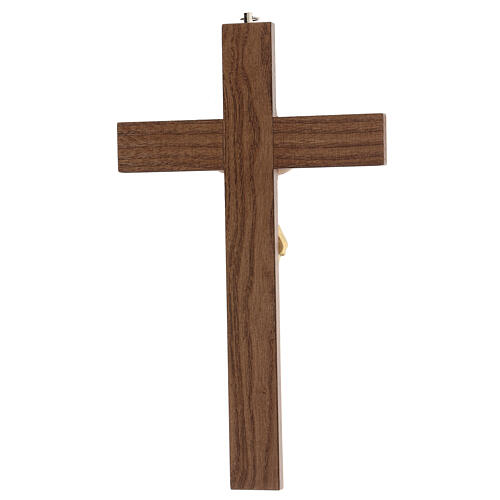 Crucifijo barnizado fresno Cristo corona dorada 27 cm 4
