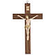 Crucifix verni frêne Christ couronne dorée 27 cm s1