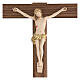 Crucifix verni frêne Christ couronne dorée 27 cm s2