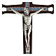 Kruzifix aus dunklem Holz mit farbigen Verzierungen und Christuskőrper aus Metall, 20 cm s2