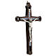 Kruzifix aus dunklem Holz mit farbigen Verzierungen und Christuskőrper aus Metall, 20 cm s3