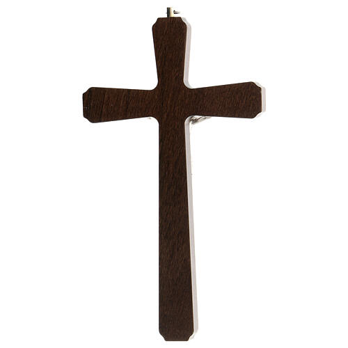 Wand-Kruzifix aus dunklem Holz mit Verzierungen und Christuskőrper aus Metall, 20 cm 4