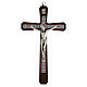 Wand-Kruzifix aus dunklem Holz mit Verzierungen und Christuskőrper aus Metall, 20 cm s1