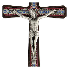 Crocifisso decori Legno scuro appendere  Cristo metallo 20 cm