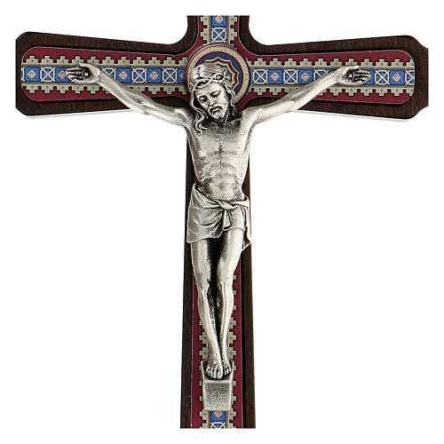 Dark wood wall crucifix metal Christ 20 cm 2