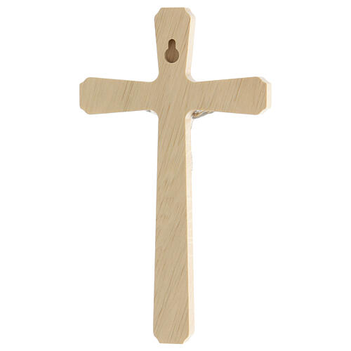 Light wood wall crucifix with floral decoration 20 cm 4