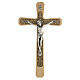 Light wood wall crucifix with floral decoration 20 cm s1