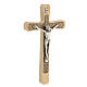 Light wood wall crucifix with floral decoration 20 cm s3