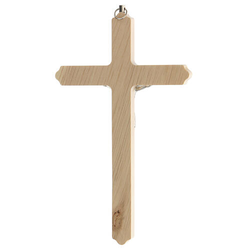 Kruzifix aus hellem Holz mit Blumenverzierung und Christus, 20 cm 4