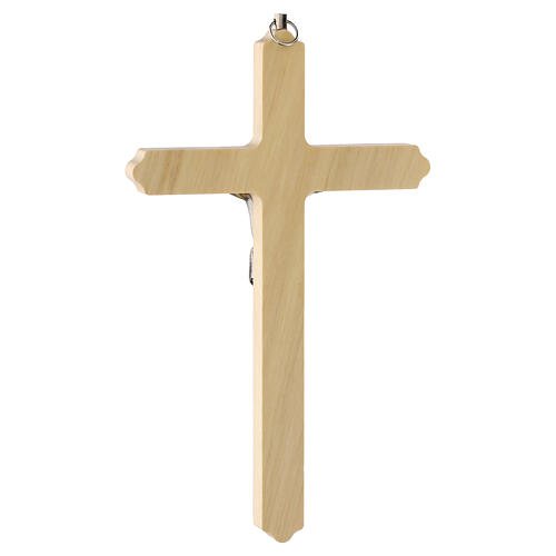 Kruzifix aus hellem Holz mit Blumenverzierung und Christus, 20 cm 4