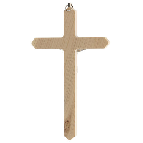Crucifijo motivo floral madera clara Cristo 20 cm 4