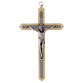 Crucifix décoration florale bois clair Christ 20 cm