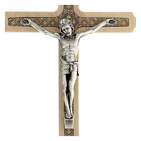 Crocifisso decoro floreale legno chiaro Cristo 20 cm 