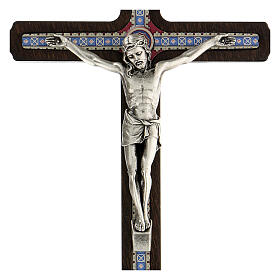 Crocifisso decoro legno scuro anello appendere 20 cm