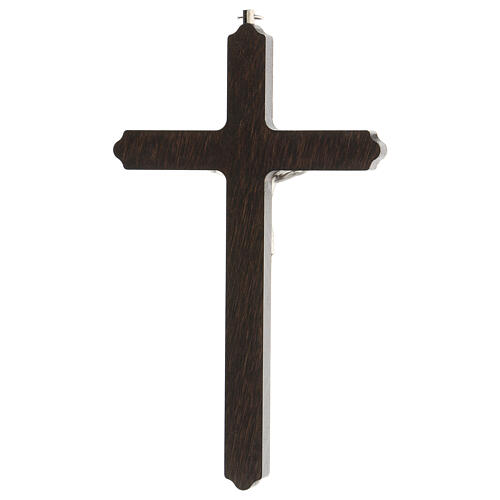 Crucifixo com anel madeira escura Corpo de Jesus INRI metal 20x11,7 cm 4