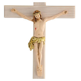 Hand painted white crucifix in ash wood and resin 30 cm