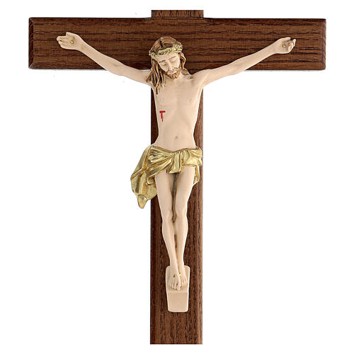 Kruzifix aus lackiertem Eschenholz mit Christuskőrper aus Harz, 30 cm 2