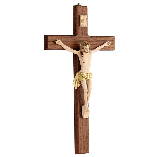 Crucifix frêne Jésus résine bois frêne verni 30 cm 3