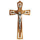 Crucifix perforated wood Jesus silvered 26 cm s1