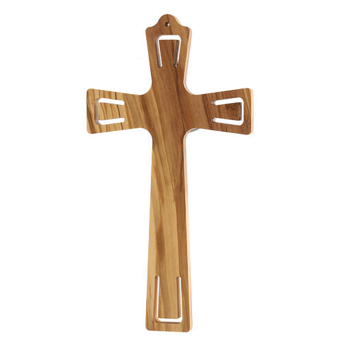 Crucifijo madera perforado Jesús plateado 26 cm 4