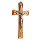 Crucifixo madeira de oliveira perfurada Jesus prateado 25,8x14 cm s3