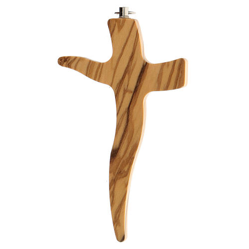 Geformtes Kruzifix aus Olivenbaumholz mit Christuskőrper aus Metall, 16 cm 4
