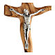 Olive wood crucifix contemporary with metal Christ 12 cm s2