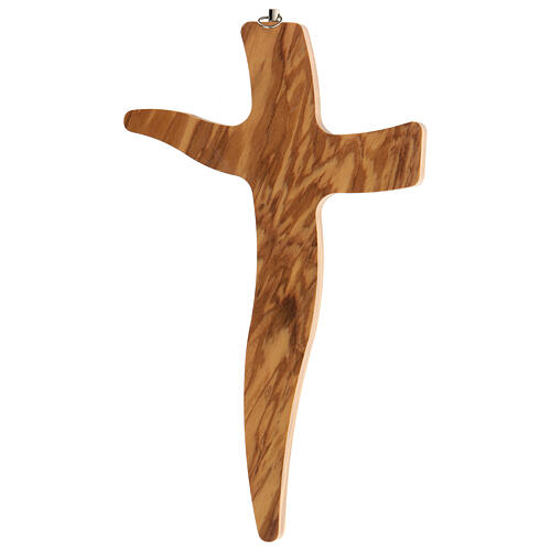 Crucifix forme irrégulière bois olivier et métal 25 cm 4