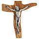 Crucifix forme irrégulière bois olivier et métal 25 cm s2