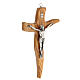 Crucifix forme irrégulière bois olivier et métal 25 cm s3