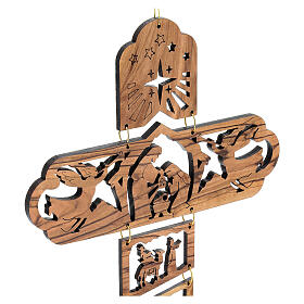 Olive wood cross crucifix Nativity 30x20 cm
