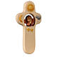 Cross with pink angel, Val Gardena painted maple wood s2