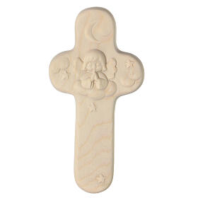 Idee Bimbo cross with angel, Val Gardena maple wood, 15 cm