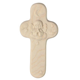 Croce ''Idee Bimbo'' legno d'acero Valgardena angioletto 15 cm