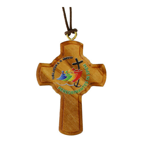 Jubilee 2025 necklace with monstrance-shaped cross, olivewood, 2 in 1