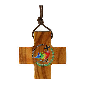 Bowed cross with Jubilee 2025 official logo, olivewood, 1.2 in