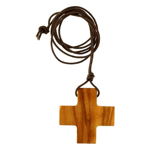 Bowed cross with Jubilee 2025 official logo, olivewood, 1.2 in 3