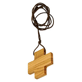 Necklace with olivewood cross and Jubilee 2025 logo, 1.6 in