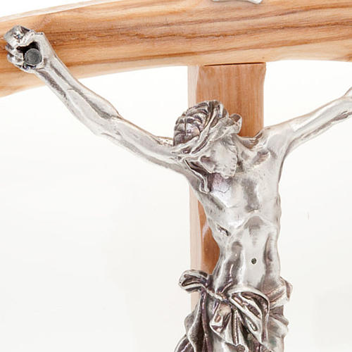 Olive wood crucifix with curved cross 2
