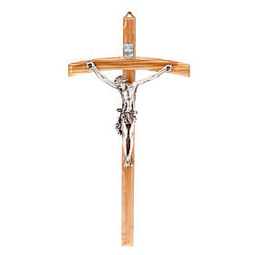 Crucifix en bois d'olivier, croix peinte