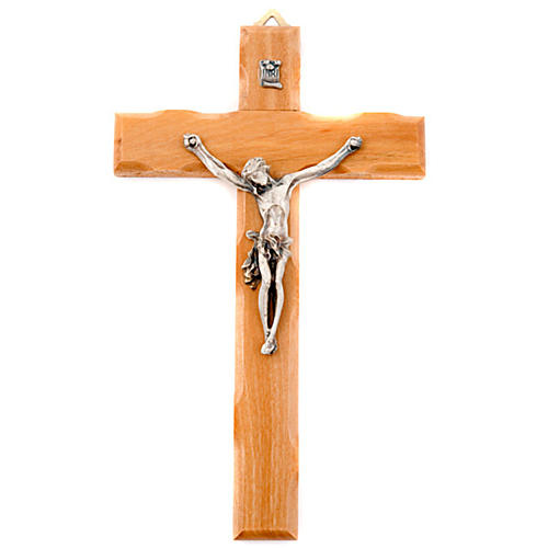 Olive wood crucifix with straight cross 1