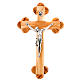 Crucifix en bois d'olivier, croix fleur s1