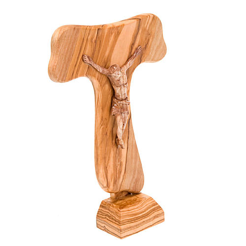 Kruzifix Tau Oliven-Holz 3