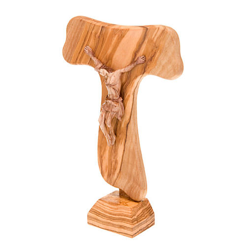 Kruzifix Tau Oliven-Holz 4
