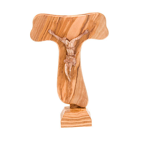 Crucifix tau bois d'olivier 1