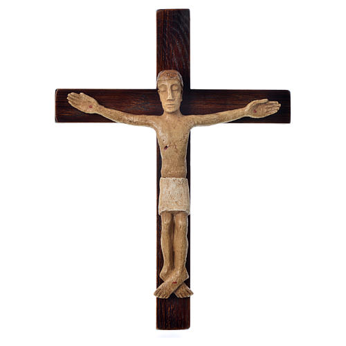 Crucifix in stone on wood H34cm Bethléem 1