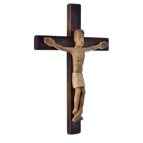 Crucifix in stone on wood H34cm Bethléem 2